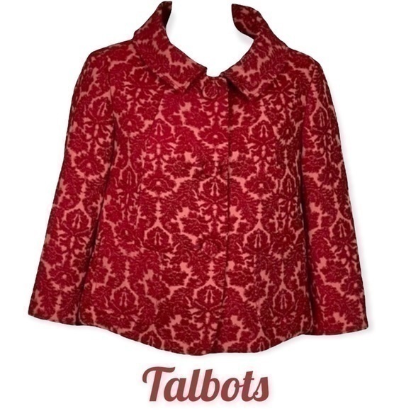Talbots Red & Pink Floral Tapestry Blazer Jacket Nwot